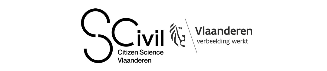 Logo's Scivil Citizen Science Vlaanderen en Vlaanderen verbeelding werkt